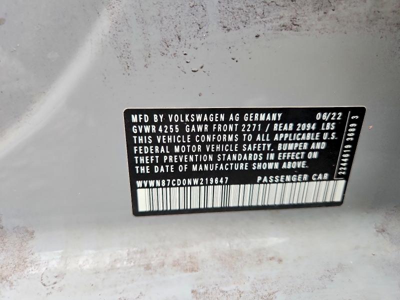 66739366 :رقم المزاد ، WVWN87CD0NW219647 vin ، 2022 Volkswagen Gti مزاد بيع