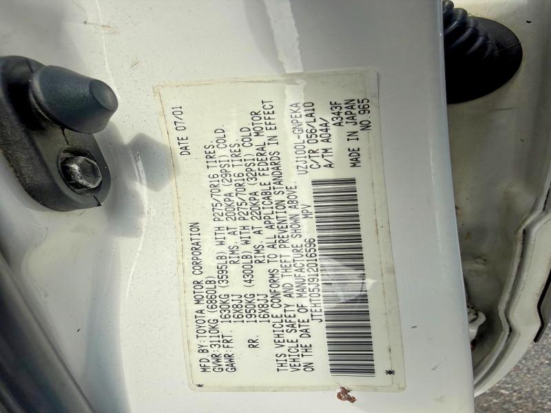 66634306 :رقم المزاد ، JTEHT05J912016596 vin ، 2001 Toyota Land Cruiser مزاد بيع