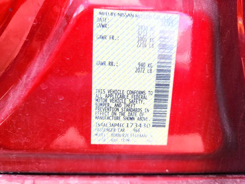 Продаж на аукціоні авто 2014 Nissan Altima, vin: 1N4AL3AP4EC173430, номер лоту: 67135406