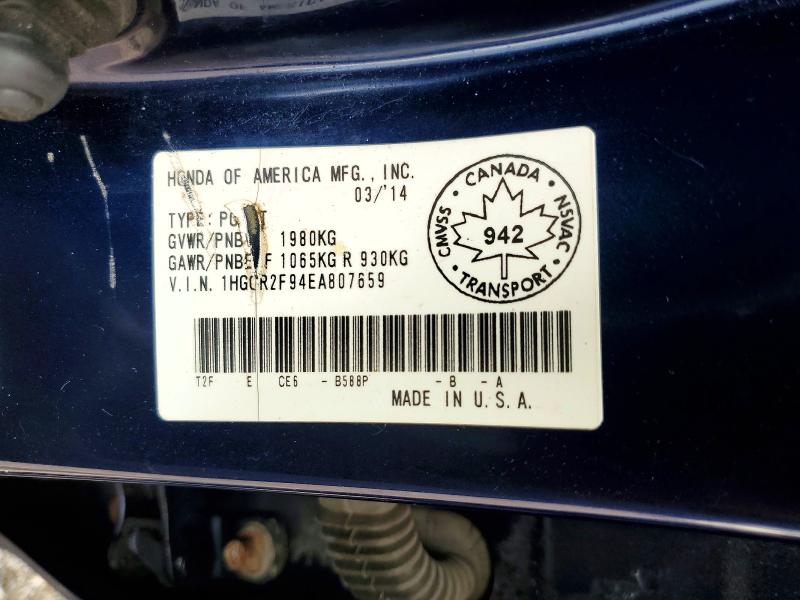 Продаж на аукціоні авто 2014 Honda Accord, vin: 1HGCR2F94EA807659, номер лоту: 64560636