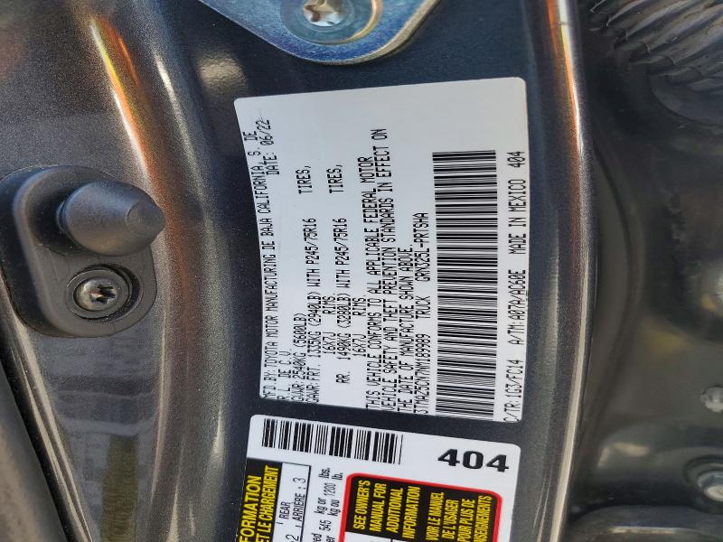 64293656 :رقم المزاد ، 3TMAZ5CN7NM189989 vin ، 2022 Toyota Tacoma مزاد بيع