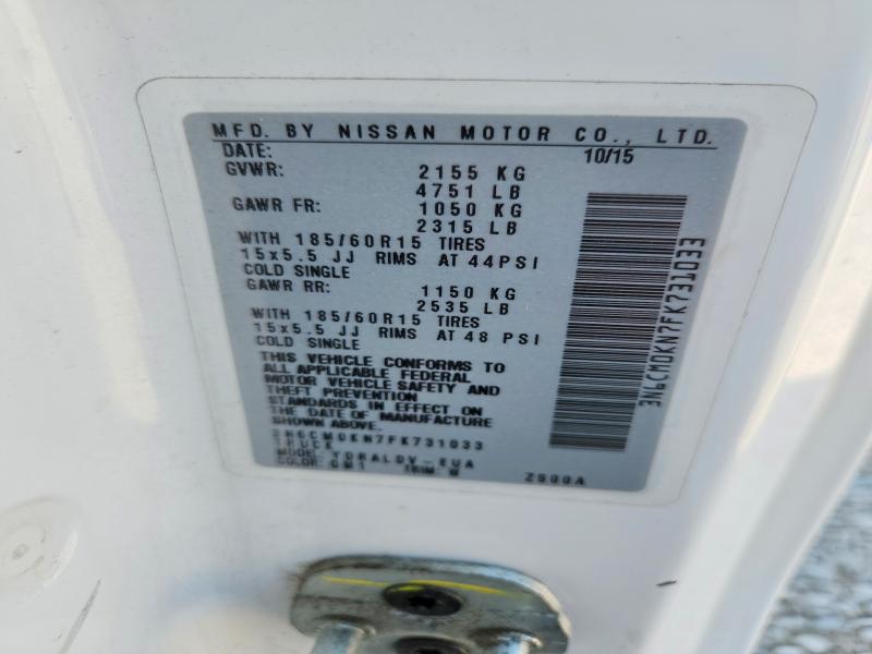 Aukcja sprzedaży 2015 Nissan Nv200, vin: 3N6CM0KN7FK731033, numer aukcji: 63530836