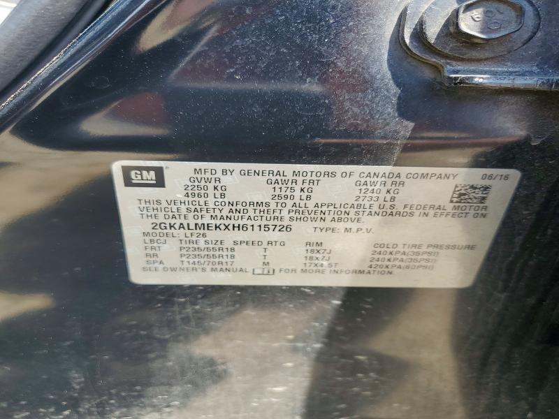 Aukcja sprzedaży 2017 Gmc Terrain, vin: 2GKALMEKXH6115726, numer aukcji: 65092596