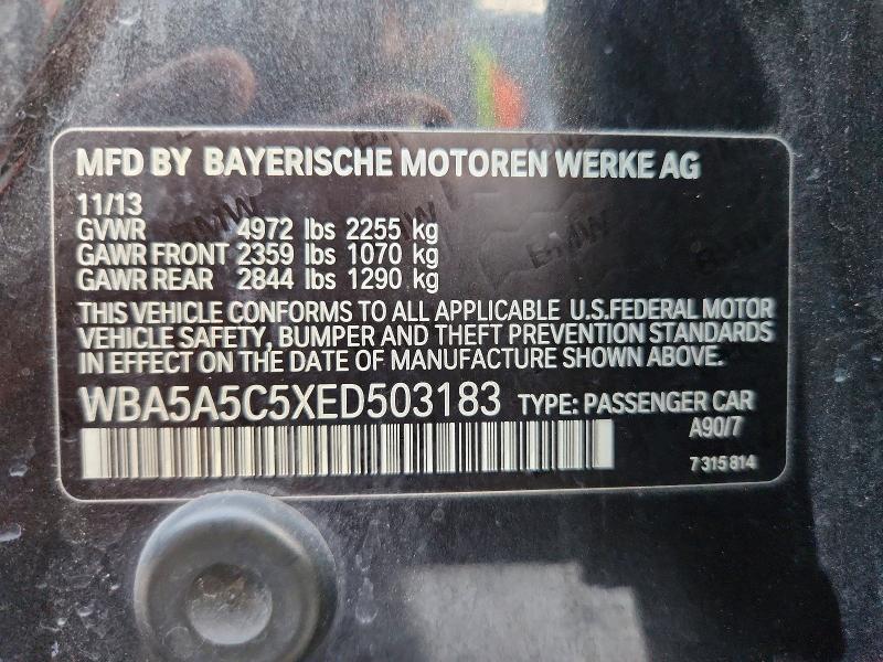 Aukcja sprzedaży 2014 Bmw 528, vin: WBA5A5C5XED503183, numer aukcji: 63124766