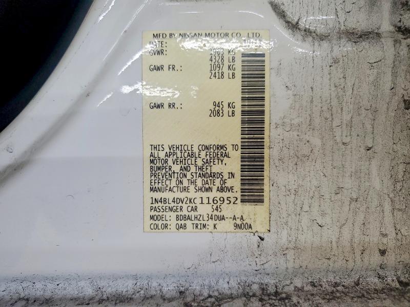 Продаж на аукціоні авто 2019 Nissan Altima, vin: 1N4BL4DV2KC116952, номер лоту: 64575136