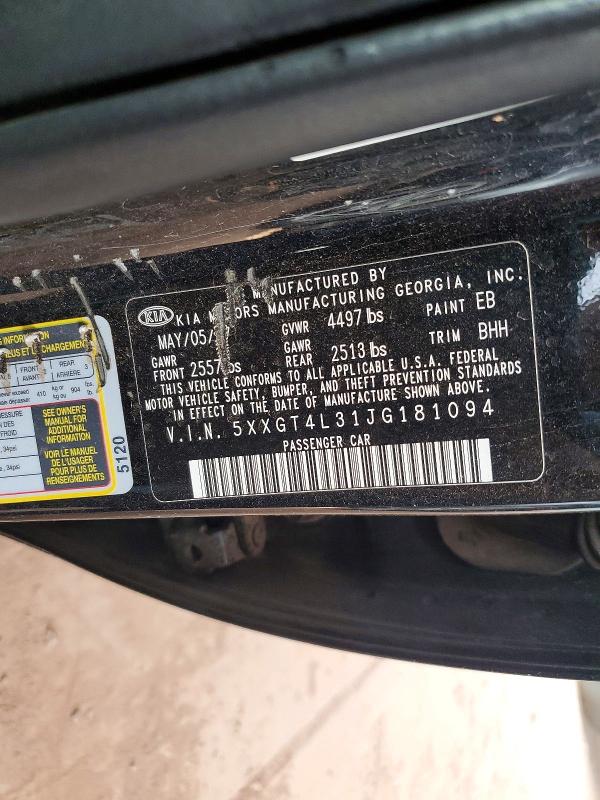 64697346 :رقم المزاد ، 5XXGT4L31JG181094 vin ، 2018 Kia Optima مزاد بيع
