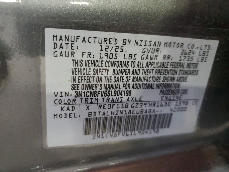 67129016 :رقم المزاد ، 3N1CN8FV6SL904198 vin ، 2025 Nissan Versa مزاد بيع