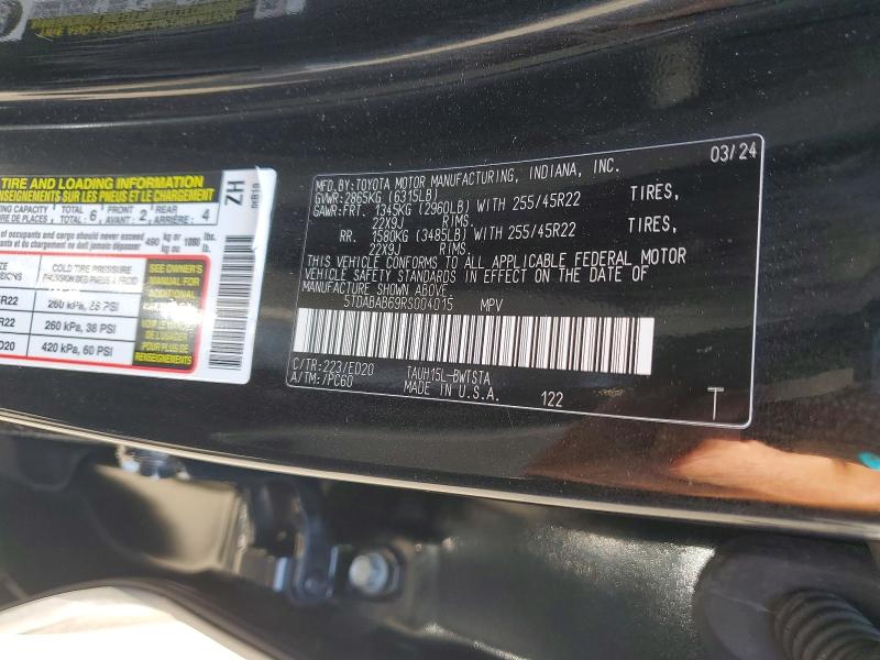 2024 Lexus Tx 500h მანქანა იყიდება აუქციონზე, vin: 5TDABAB69RS004015, აუქციონის ნომერი: 65347646