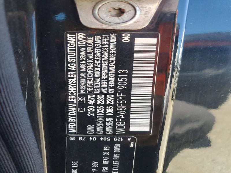 Продажа на аукционе авто 2000 Mercedes-benz Sl, vin: WDBFA68F8YF190513, номер лота: 65866216