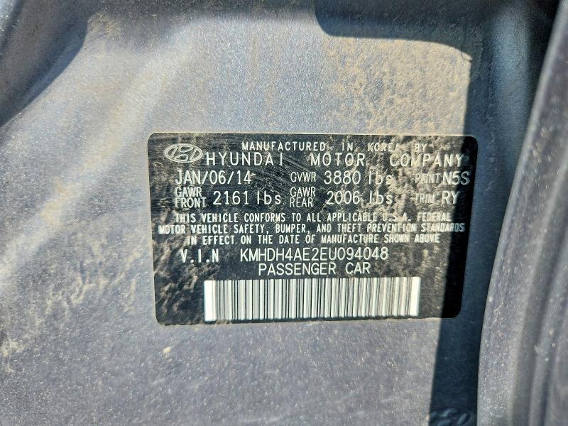 63809376 :رقم المزاد ، KMHDH4AE2EU094048 vin ، 2014 Hyundai Elantra مزاد بيع