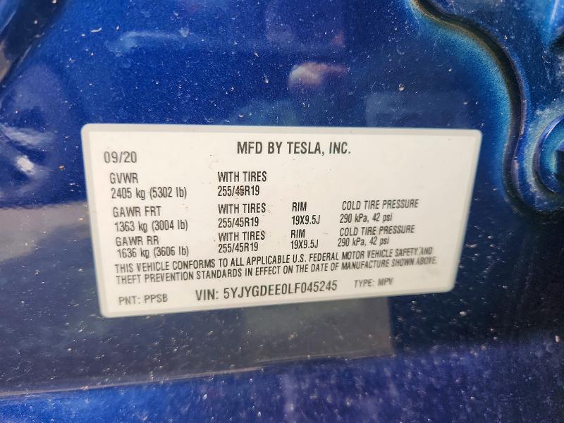 Aukcja sprzedaży 2020 Tesla Model Y, vin: 5YJYGDEE0LF045245, numer aukcji: 64248476