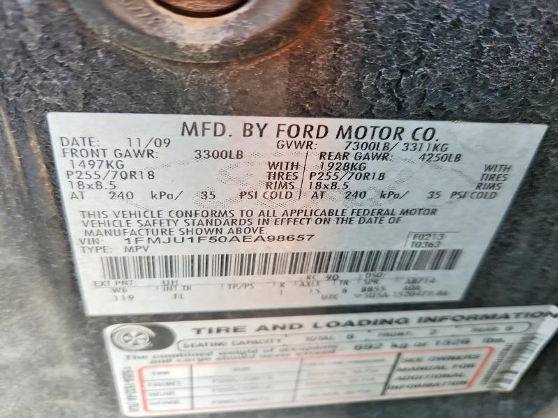 66258636 :رقم المزاد ، 1FMJU1F50AEA98657 vin ، 2010 Ford Expedition مزاد بيع