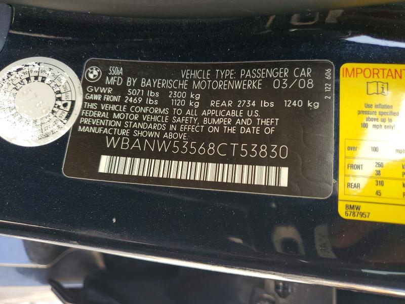 Aukcja sprzedaży 2008 Bmw 550, vin: WBANW53568CT53830, numer aukcji: 65046356