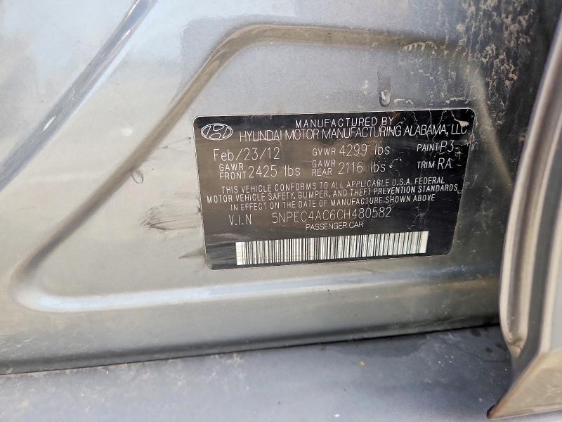 Aukcja sprzedaży 2012 Hyundai Sonata, vin: 5NPEC4AC6CH480582, numer aukcji: 65851036