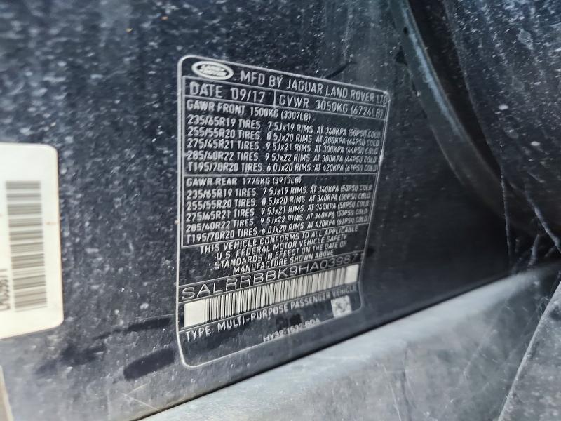 Aukcja sprzedaży 2017 Land Rover Discovery, vin: SALRRBBK9HA039871, numer aukcji: 66136636
