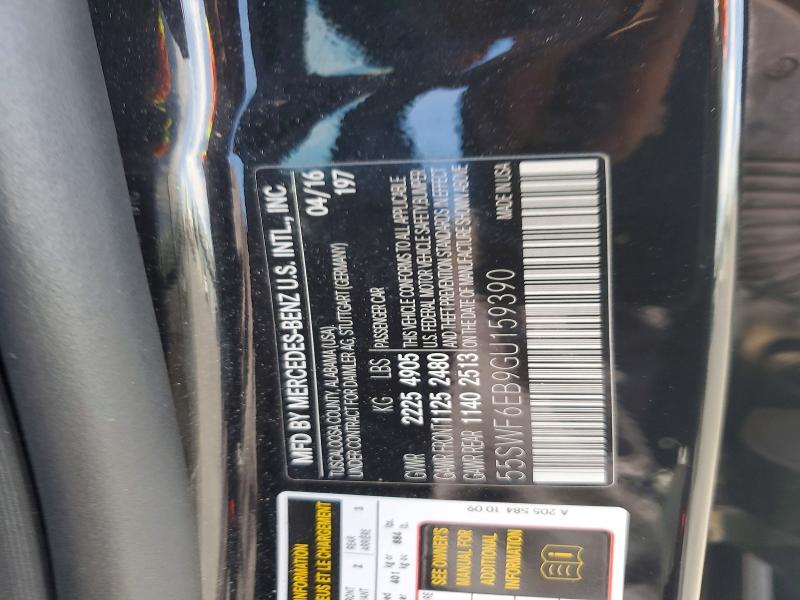 2016 Mercedes-benz C მანქანა იყიდება აუქციონზე, vin: 55SWF6EB9GU159390, აუქციონის ნომერი: 65383956