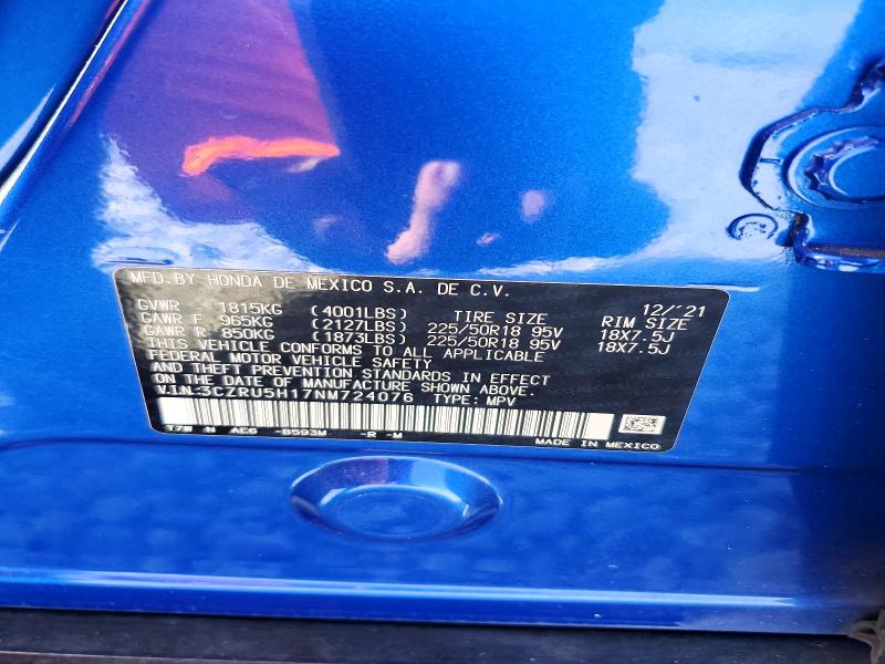 Auction sale of the 2022 Honda Hr-v, vin: 3CZRU5H17NM724076, lot number: 66561476
