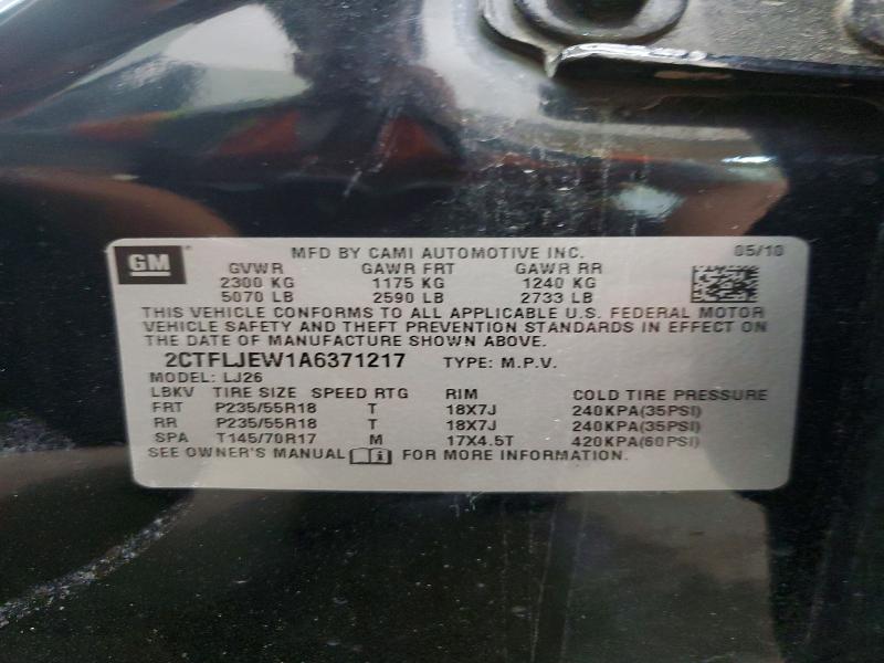 Aukcja sprzedaży 2010 Gmc Terrain, vin: 2CTFLJEW1A6371217, numer aukcji: 65358496