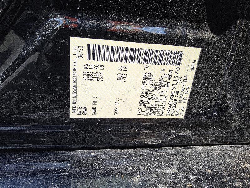 2021 Nissan Maxima მანქანა იყიდება აუქციონზე, vin: 1N4AA6CVXMC513570, აუქციონის ნომერი: 66477716