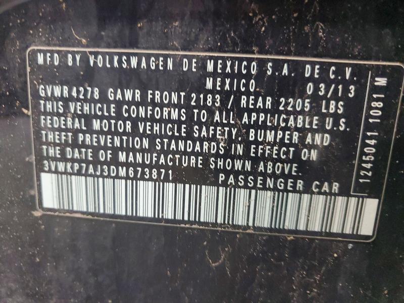 Продаж на аукціоні авто 2013 Volkswagen Jetta, vin: 3VWKP7AJ3DM673871, номер лоту: 64184266