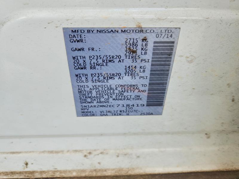 Aukcja sprzedaży 2014 Nissan Pathfinder, vin: 5N1AR2MN2EC718419, numer aukcji: 66718106