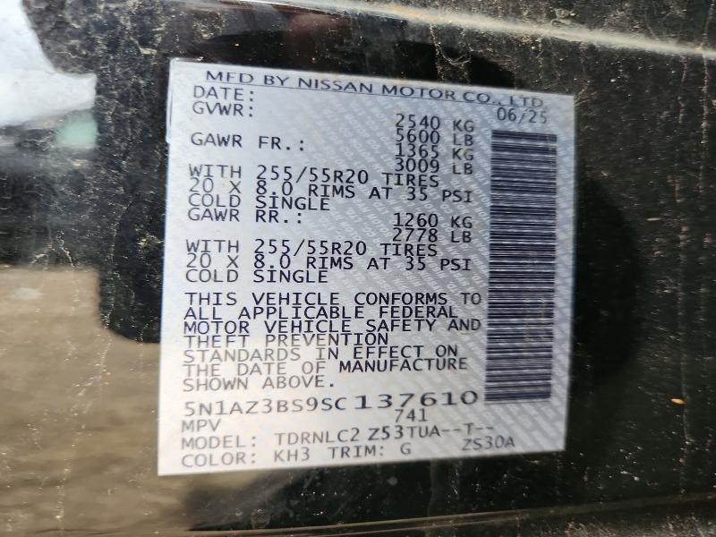 Aukcja sprzedaży 2025 Nissan Murano, vin: 5N1AZ3BS9SC137610, numer aukcji: 65168106