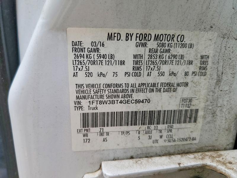 66825676 :رقم المزاد ، 1FT8W3BT4GEC59470 vin ، 2016 Ford F350 مزاد بيع