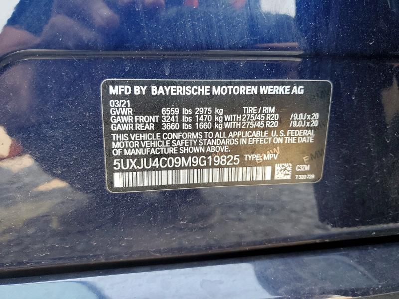 64038816 :رقم المزاد ، 5UXJU4C09M9G19825 vin ، 2021 Bmw X5 مزاد بيع