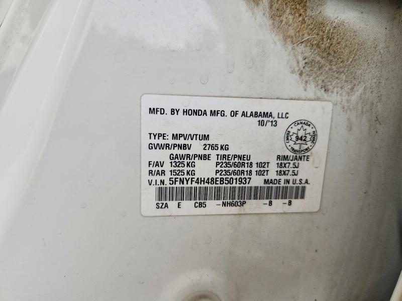Продаж на аукціоні авто 2014 Honda Pilot, vin: 5FNYF4H48EB501937, номер лоту: 66443486