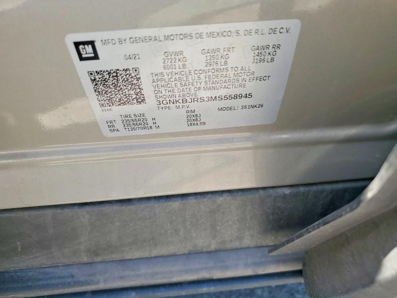 Aukcja sprzedaży 2021 Chevrolet Blazer, vin: 3GNKBJRS3MS558945, numer aukcji: 63419536