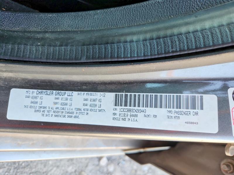 Продаж на аукціоні авто 2012 Chrysler 200, vin: 1C3CCBBB3CN203443, номер лоту: 65283716