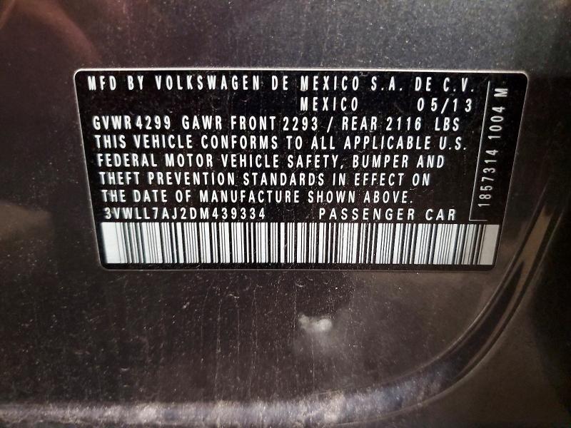 Продаж на аукціоні авто 2013 Volkswagen Jetta, vin: 3VWLL7AJ2DM439334, номер лоту: 65326406