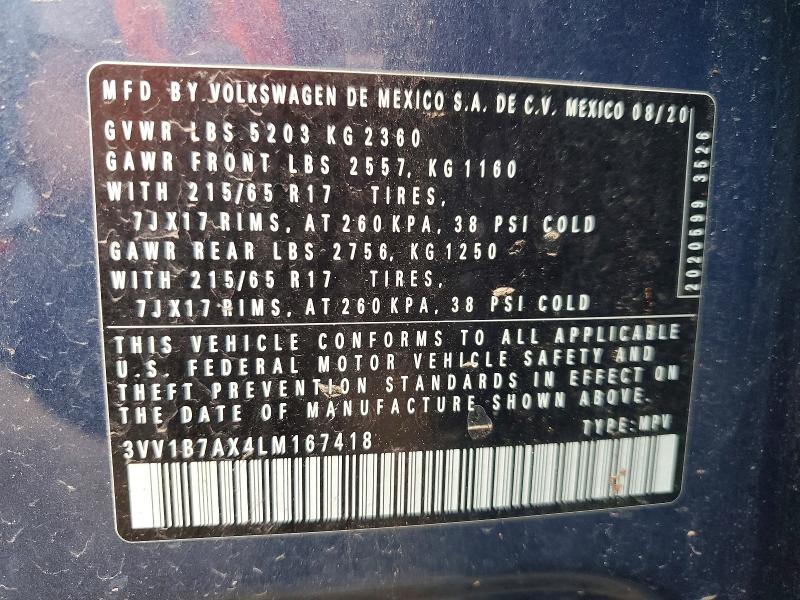 Продажа на аукционе авто 2020 Volkswagen Tiguan, vin: 3VV1B7AX4LM167418, номер лота: 66000496