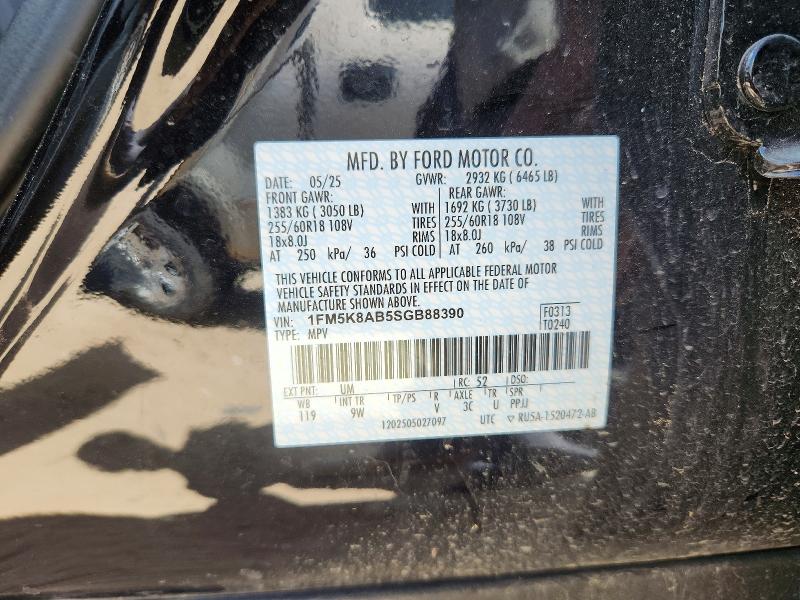2025 Ford Explorer მანქანა იყიდება აუქციონზე, vin: 1FM5K8AB5SGB88390, აუქციონის ნომერი: 66018076