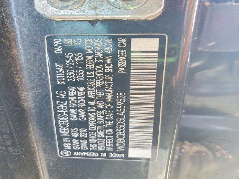 65193326 :رقم المزاد ، WDBCB35D5LA559528 vin ، 1990 Mercedes-benz 350 مزاد بيع