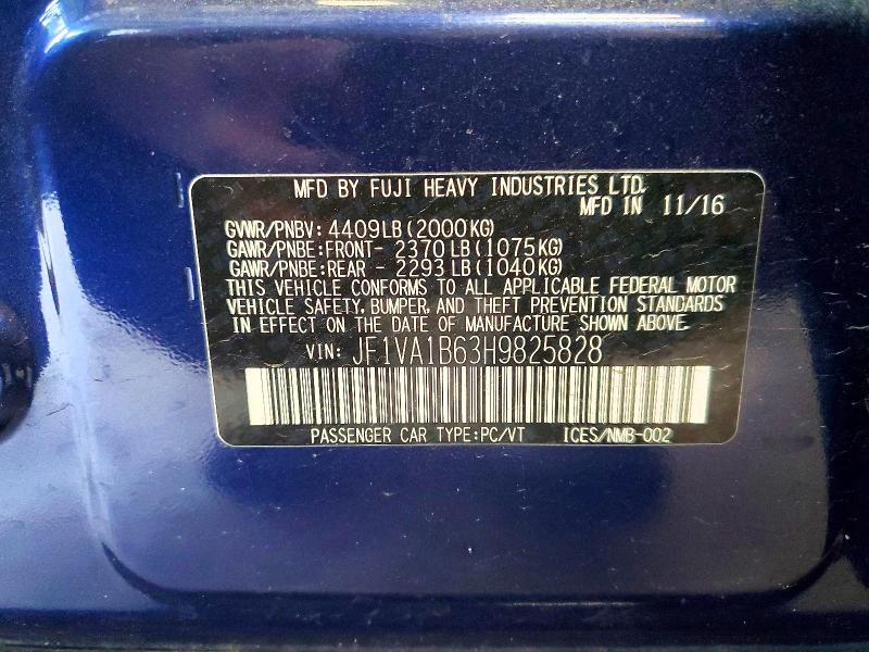 Aukcja sprzedaży 2017 Subaru Wrx, vin: JF1VA1B63H9825828, numer aukcji: 64016866