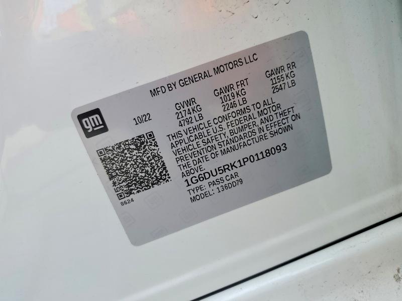 2023 Cadillac Ct5 მანქანა იყიდება აუქციონზე, vin: 1G6DU5RK1P0118093, აუქციონის ნომერი: 63497096
