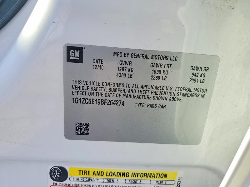 66037906 :رقم المزاد ، 1G1ZC5E19BF264274 vin ، 2011 Chevrolet Malibu مزاد بيع