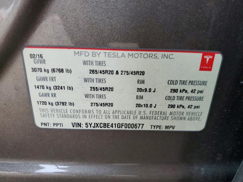 Aukcja sprzedaży 2016 Tesla Model X, vin: 5YJXCBE41GF000677, numer aukcji: 64054366