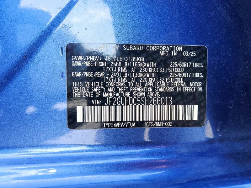 Продажа на аукционе авто 2025 Subaru Crosstrek, vin: JF2GUHDC5SH266013, номер лота: 65568776