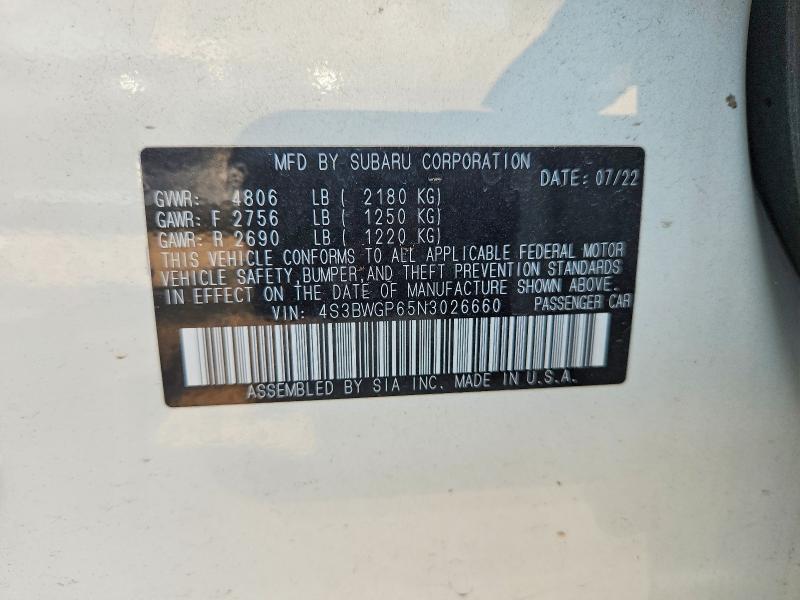 Aukcja sprzedaży 2022 Subaru Legacy, vin: 4S3BWGP65N3026660, numer aukcji: 64323316