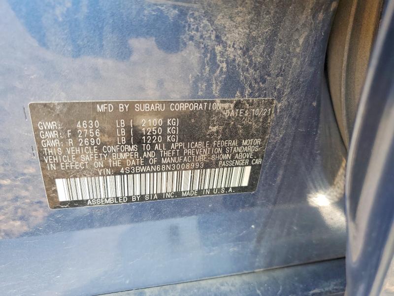 Aukcja sprzedaży 2022 Subaru Legacy, vin: 4S3BWAN68N3008993, numer aukcji: 64742636