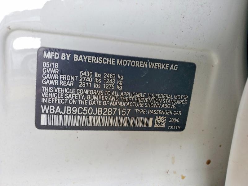 2018 Bmw M550xi მანქანა იყიდება აუქციონზე, vin: WBAJB9C50JB287157, აუქციონის ნომერი: 64331676