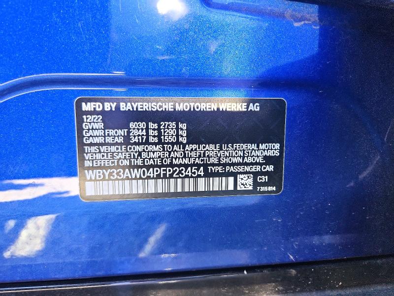 Продаж на аукціоні авто 2023 Bmw I4, vin: WBY33AW04PFP23454, номер лоту: 66233306