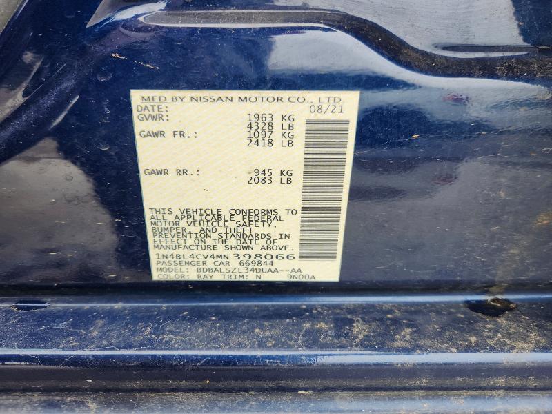 65373706 :رقم المزاد ، 1N4BL4CV4MN398066 vin ، 2021 Nissan Altima مزاد بيع