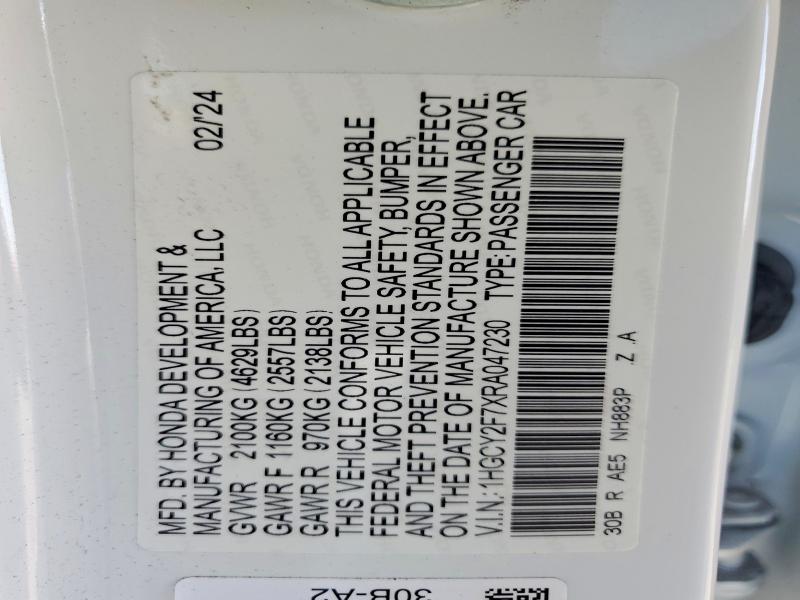 Продаж на аукціоні авто 2024 Honda Accord, vin: 1HGCY2F7XRA047230, номер лоту: 66783476