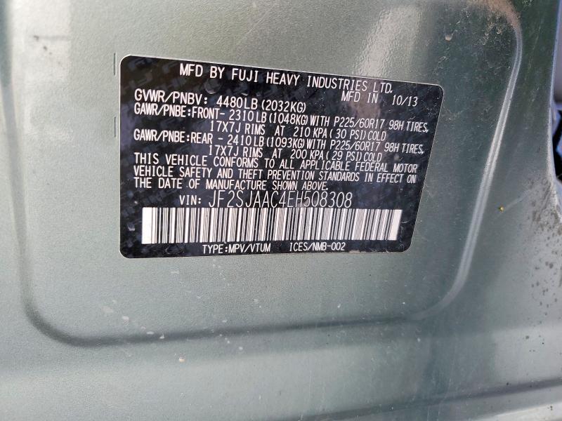2014 Subaru Forester მანქანა იყიდება აუქციონზე, vin: JF2SJAAC4EH508308, აუქციონის ნომერი: 65805666