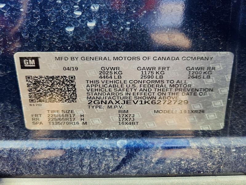 Продажа на аукционе авто 2019 Chevrolet Equinox, vin: 2GNAXJEV1K6272729, номер лота: 64182206