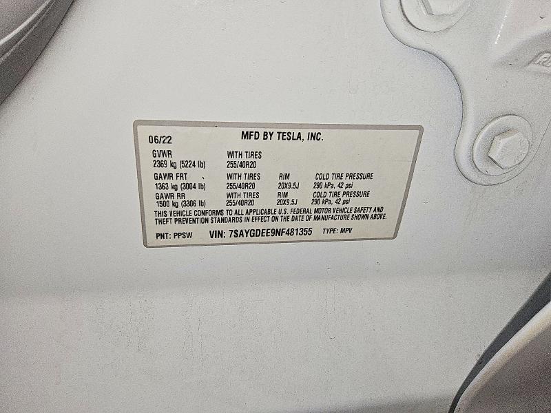 Aukcja sprzedaży 2022 Tesla Model Y, vin: 7SAYGDEE9NF481355, numer aukcji: 67026916