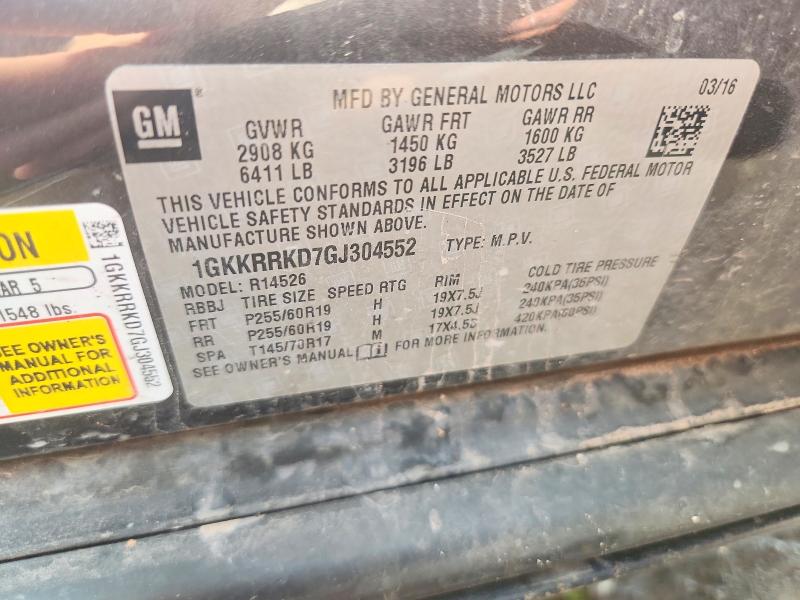 Aukcja sprzedaży 2016 Gmc Acadia, vin: 1GKKRRKD7GJ304552, numer aukcji: 64316196